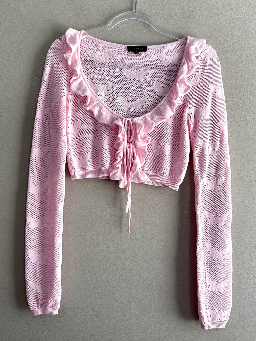 Majorelle Tailyn Light Pink Butterfly Knit Fairy Coquette Cardigan Womens Small